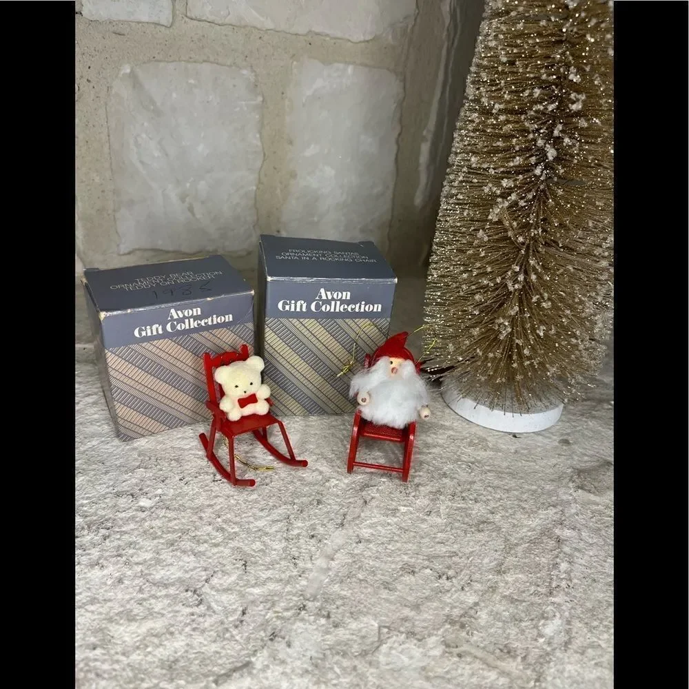 Avon gift collection Santa and Teddy in Rocker